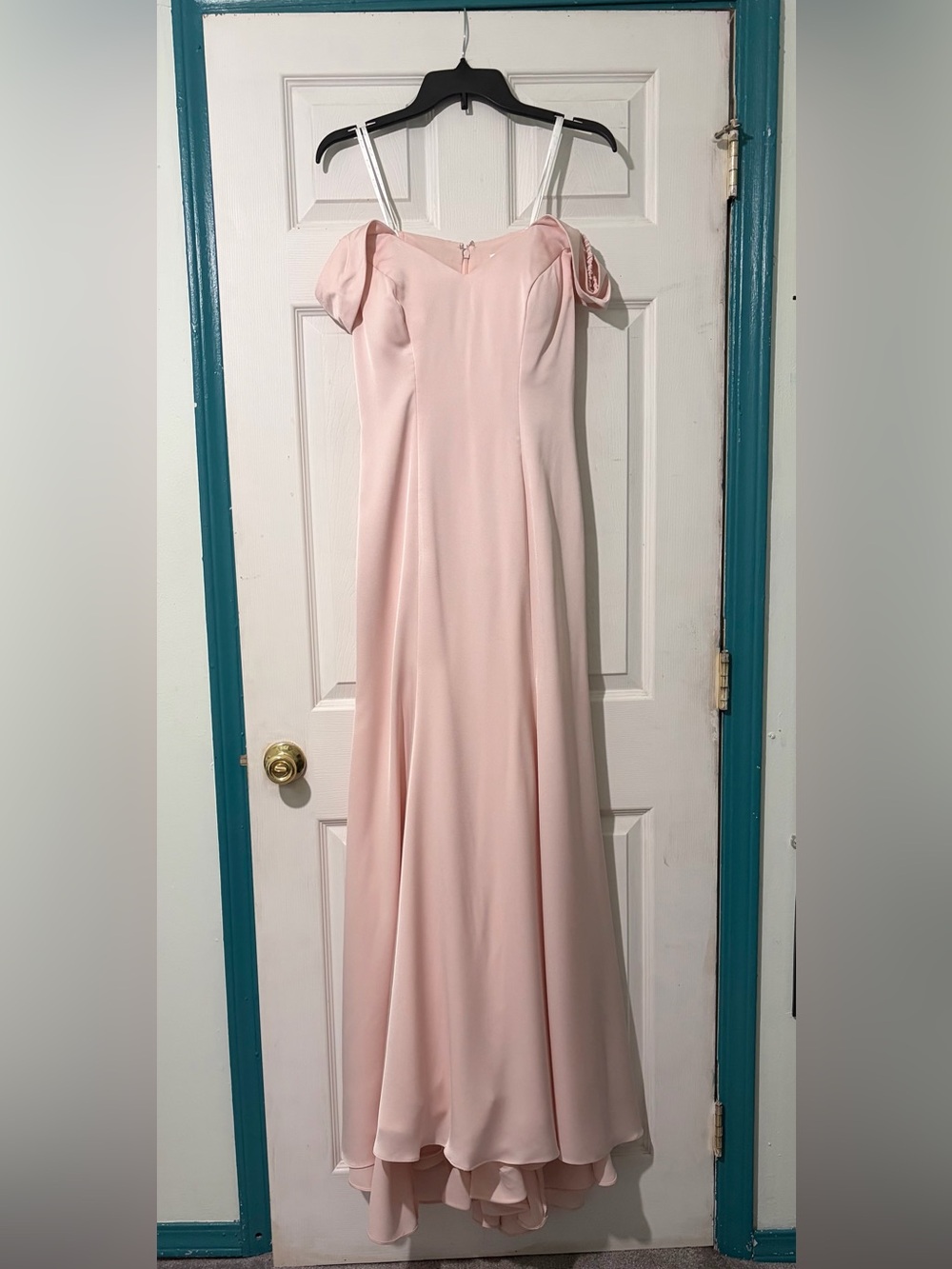 Camille La Vie Dusty Blush Pink Off-Shoulder Maxi Gown
